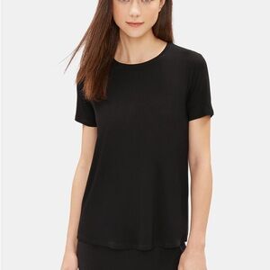 Eileen Fisher Black Lightweight Viscose Jersey Tee S